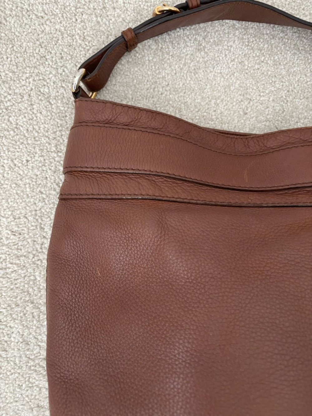 Gucci GG Marmont-Style Brown Pebbled Leather Shoulder Bag Gold Hardware - Picture 9 of 11